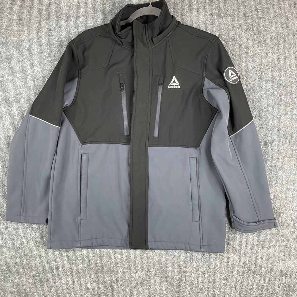 Reebok Jacket Boys Size 14/16 Black Gray Softshell Full Zip Outdoor Activewear‎